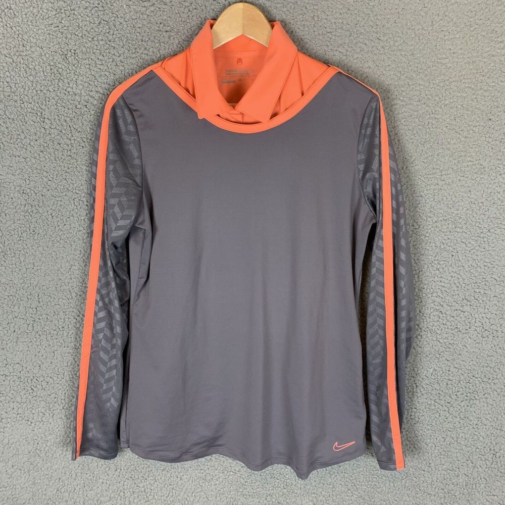 Nike Tour Performance‎ Shirt Womens M Grey Long Sleeve W/ Sleeveless Polo Golf